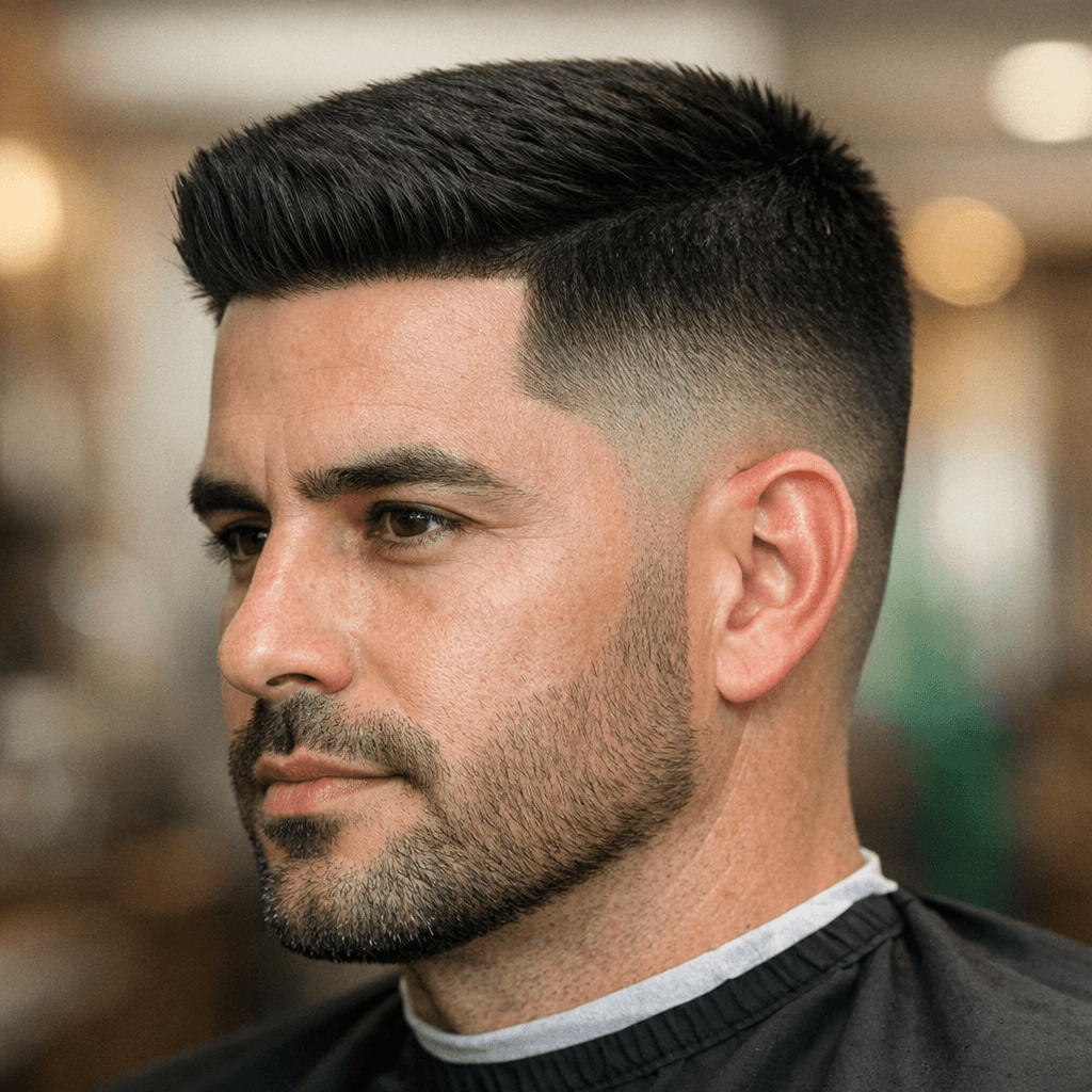 Resultado final de corte americano com topo alinhado e lateral baixa