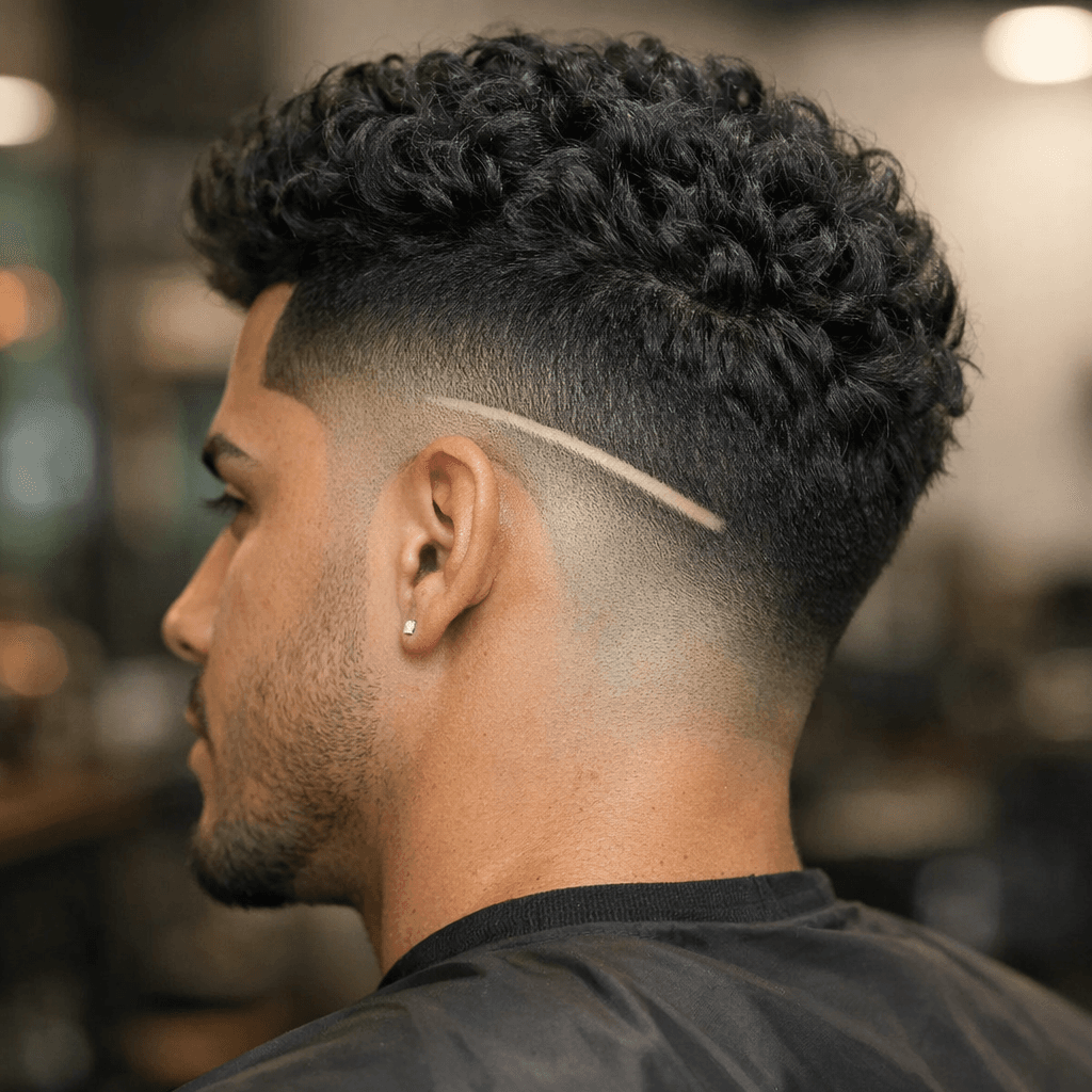 Resultado final de corte do Jaca com degradê marcado e desenho lateral