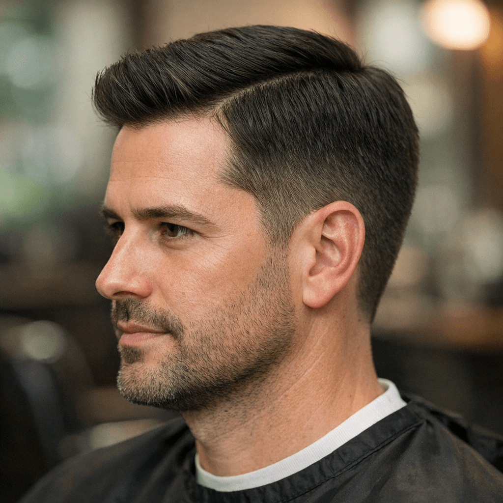 Resultado final de corte social na tesoura com divisão lateral clássica